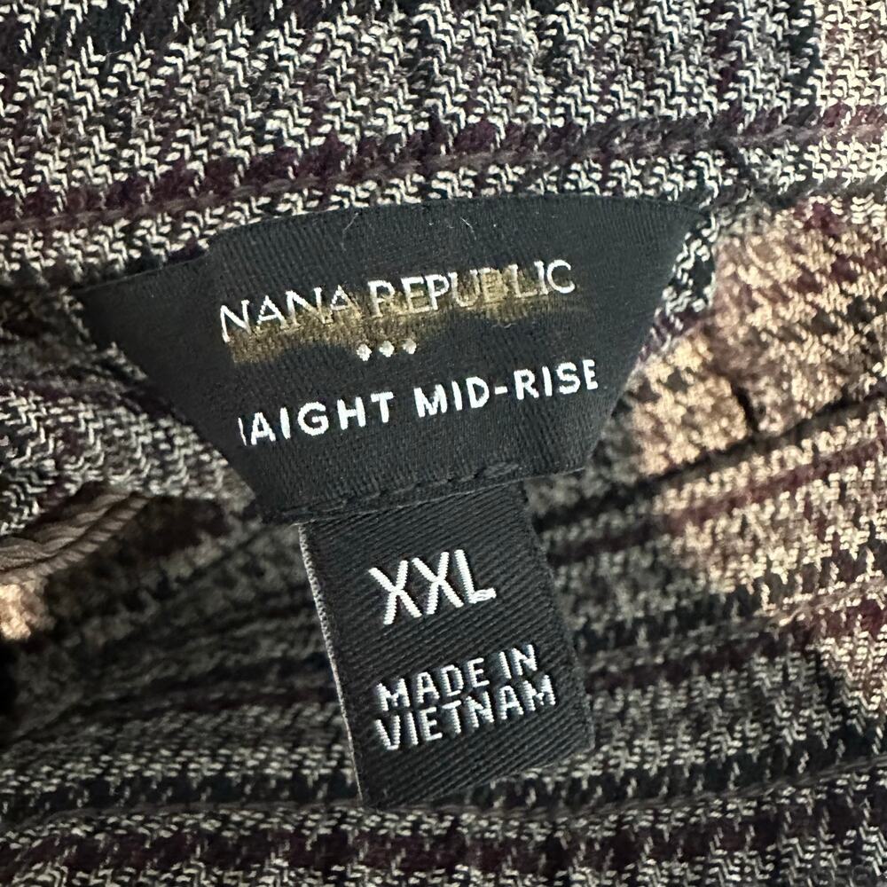 Banana Republic Straight Mid Rise Pull on Pant Multi Houndstooth XXL - Picture 5 of 13